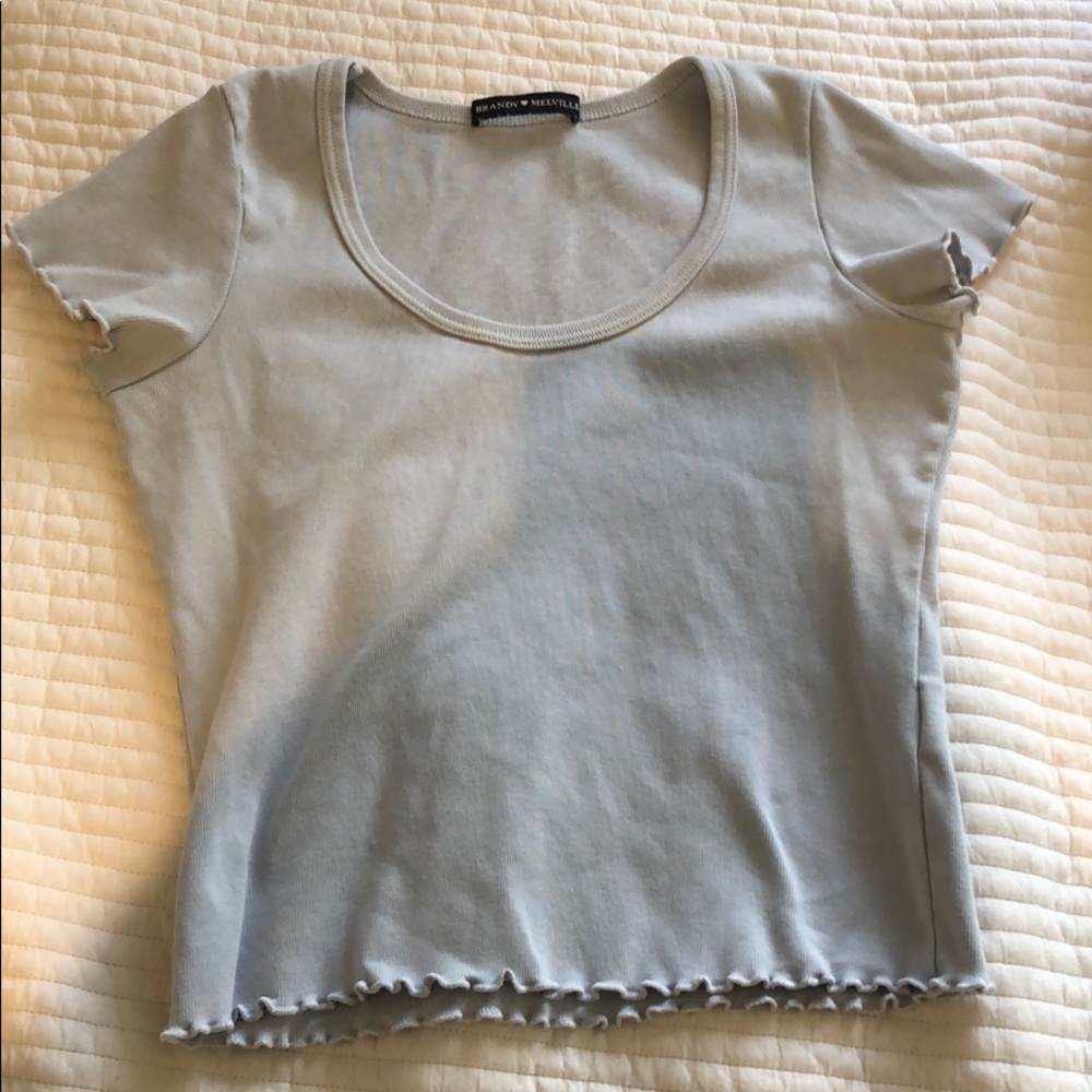 BRANDY adorable blue ruffled crop top